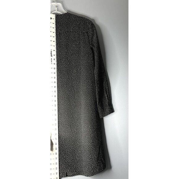 J Crew Dress Womens XXS Black White Polka Dot Long Sleeve Button Down Front - Picture 3 of 11